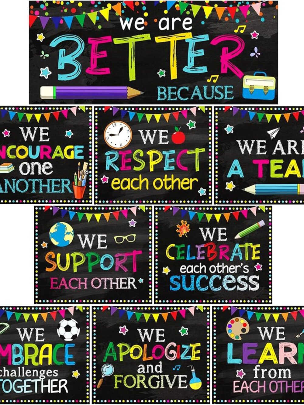 Classroom Decoration Motivational Bulletin Board Poster Back to School Banner Se